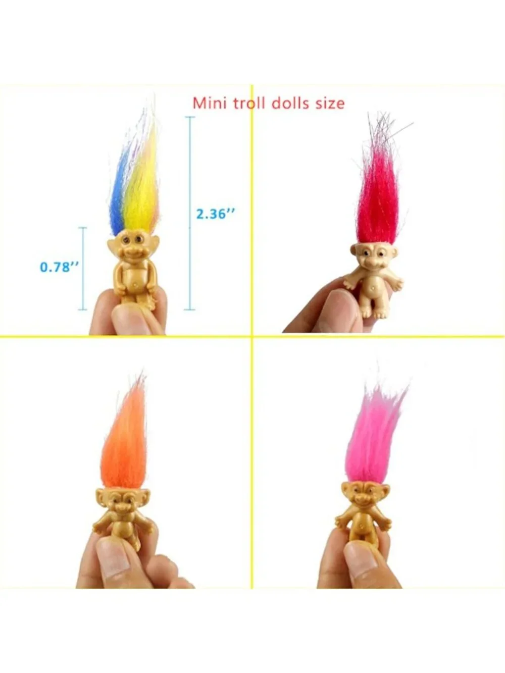 100PCS Mini Vintage Troll Dolls - 1.2” Good Luck Collectible Figures